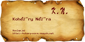 Koháry Nóra névjegykártya